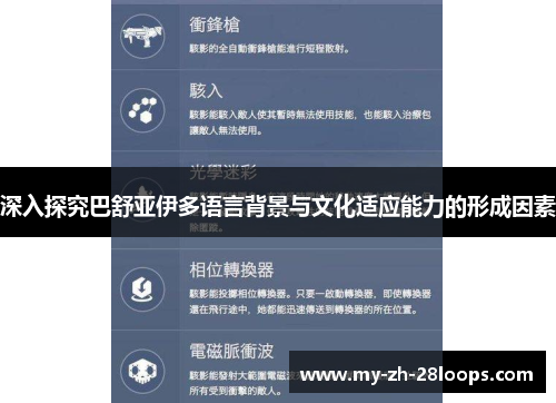 深入探究巴舒亚伊多语言背景与文化适应能力的形成因素 深入探究巴舒亚伊多语言背景与文化适应能力的形成因素